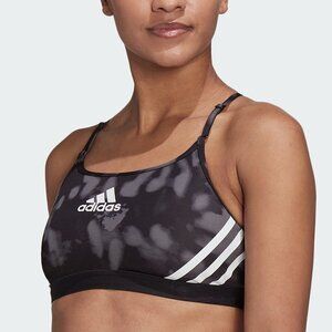 NWT Adidas Aeroreact Light Support Hyperglam Black Printed Bra